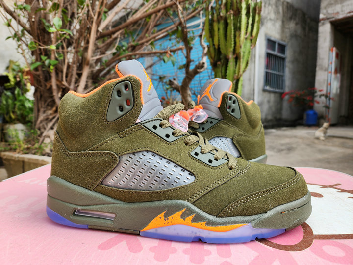 Pas Cher Nike Chaussures Air Jordan 5 Olive Sneakers Vert